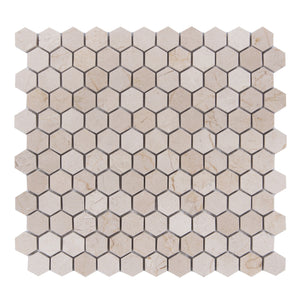 1" Cream Marfil Hexagon Polished Mosaic