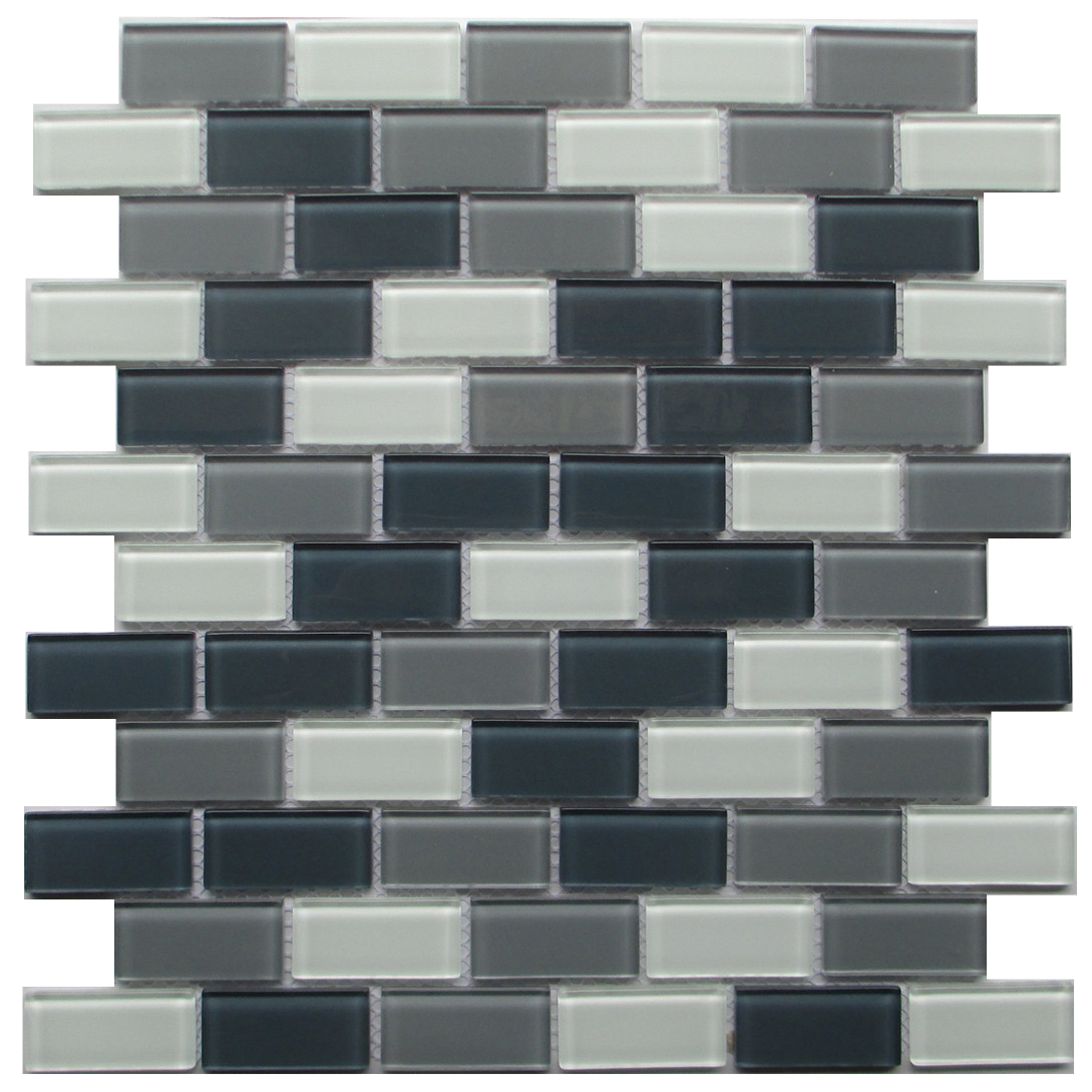 White & Gray Glass Mosaic Wall Tile