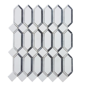 Elongated Hexagon Diamond White & Gray