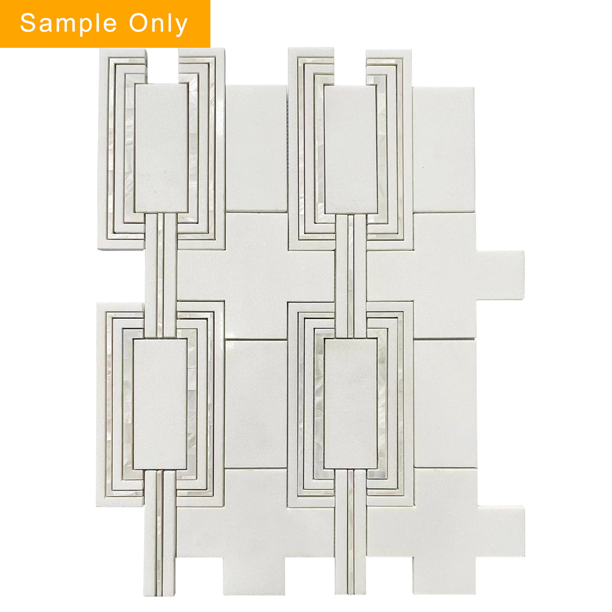 Thassos & Mother of Pearl Waterjet Mosaic Floor and Wall Tile - Sample (Product Shown is Full Size)