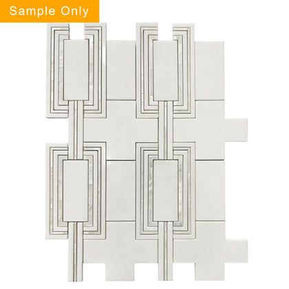 Thassos & Mother of Pearl Waterjet Mosaic Floor and Wall Tile - Sample (Product Shown is Full Size)