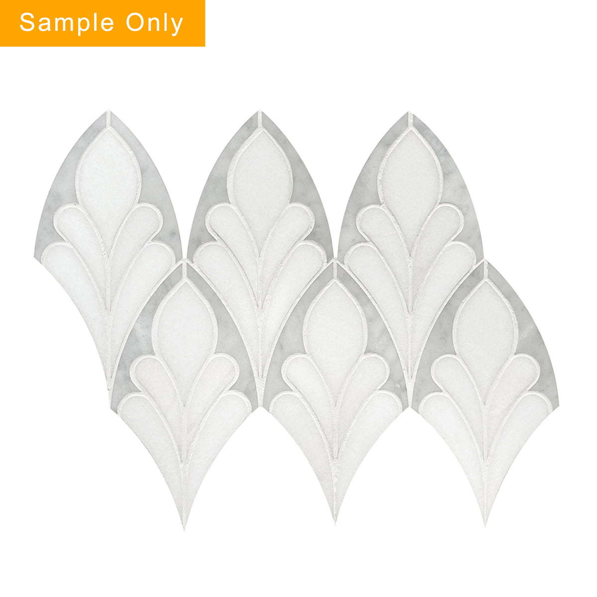 Carrara & Thassos Soft Floral Marble Waterjet Mosaic Floor and Wall Tile - Sample (Product Shown is Full Size)