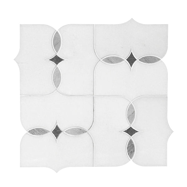 Thassos & Palissandro Marble 12-in x 12-in Waterjet Mosaic Floor and Wall Tile(1-sq. ft/ Piece)