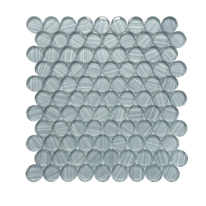 Inkjet Blue 11-in x 11-in Glass Penny Mosaic Wall Tile( 8.3 sq. ft. /Box )