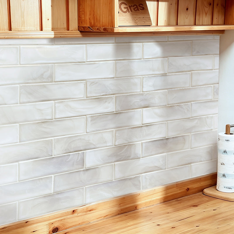 White Glazed Hot 12-in x 12-in Glass Mosaic Wall Tile( 15 sq. ft. /Box )
