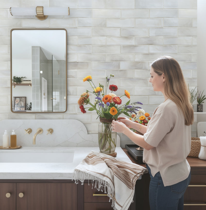 White Glazed Hot 12-in x 12-in Glass Mosaic Wall Tile( 15 sq. ft. /Box )