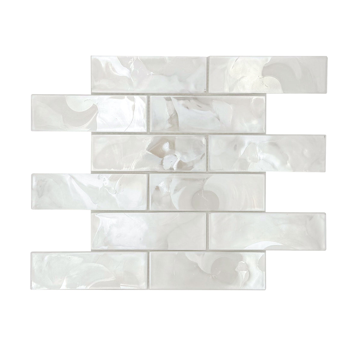 White Glazed Hot 12-in x 12-in Glass Mosaic Wall Tile( 15 sq. ft. /Box )