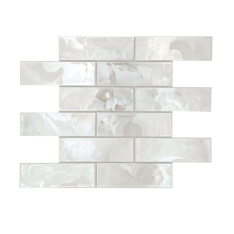 White Glazed Hot 12-in x 12-in Glass Mosaic Wall Tile( 15 sq. ft. /Box )