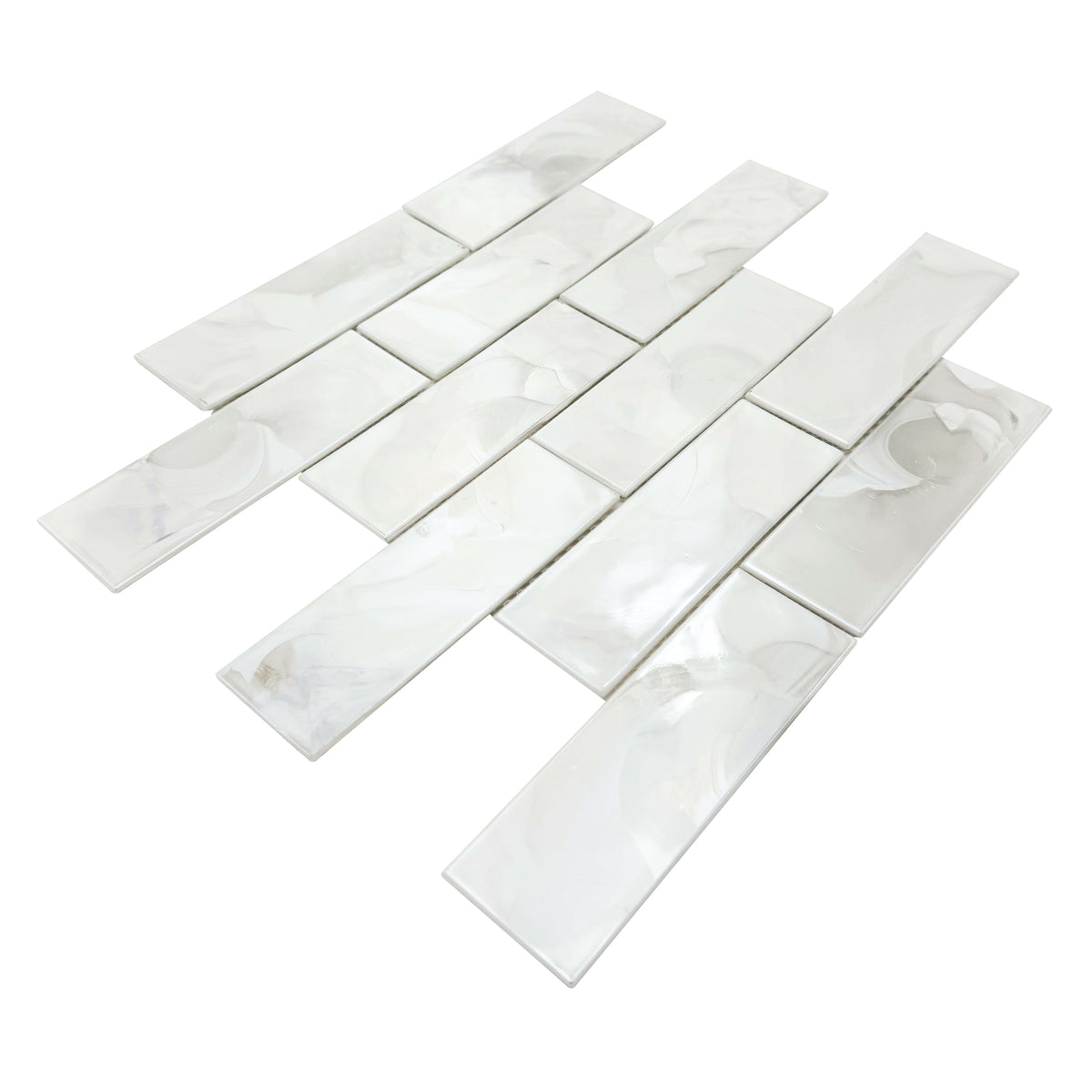White Glazed Hot 12-in x 12-in Glass Mosaic Wall Tile( 15 sq. ft. /Box )