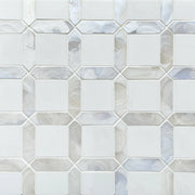 Thassos White Marble & Hot 11-in x 11-in Glass Mosaic Wall Tile( 12.6 sq. ft. /Box )