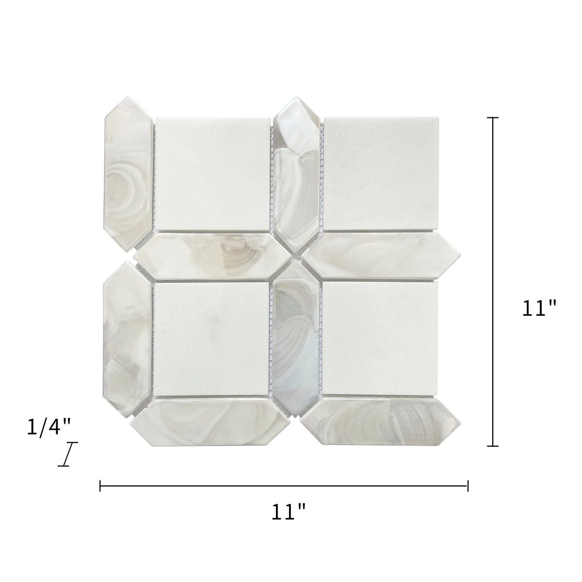 Thassos White Marble & Hot 11-in x 11-in Glass Mosaic Wall Tile( 12.6 sq. ft. /Box )