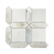 Thassos White Marble & Hot 11-in x 11-in Glass Mosaic Wall Tile( 12.6 sq. ft. /Box )