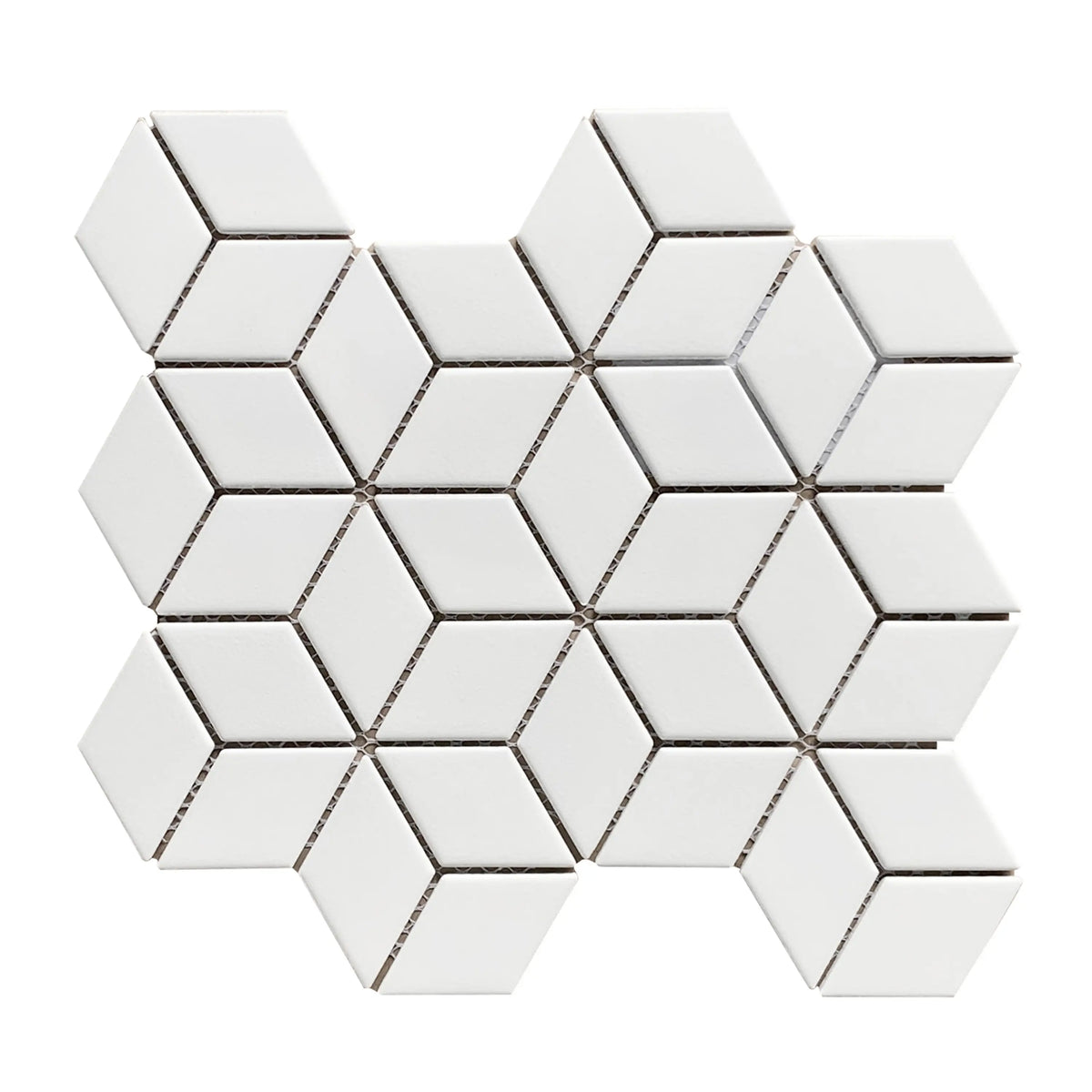 Matte Rhombus Mosaic Tile – 10.5x12 in. geometric porcelain tile for modern surfaces.