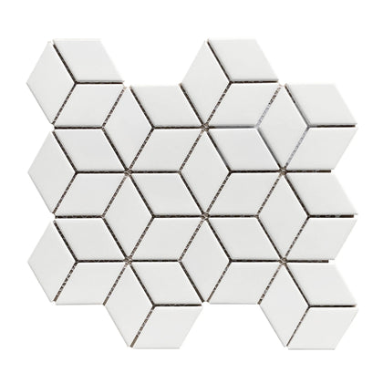 Matte Rhombus Mosaic Tile – 10.5x12 in. geometric porcelain tile for modern surfaces.