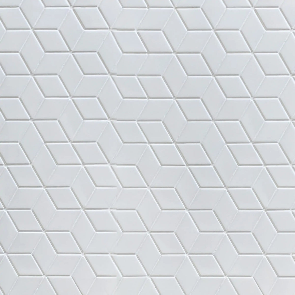 Sample display board of Rhombus Matte Porcelain Tile – geometric mosaic pattern for design reference.