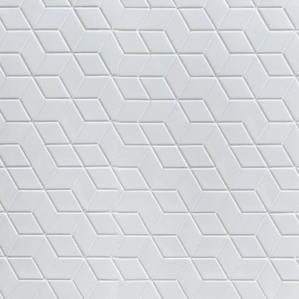 Sample display board of Rhombus Matte Porcelain Tile – geometric mosaic pattern for design reference.