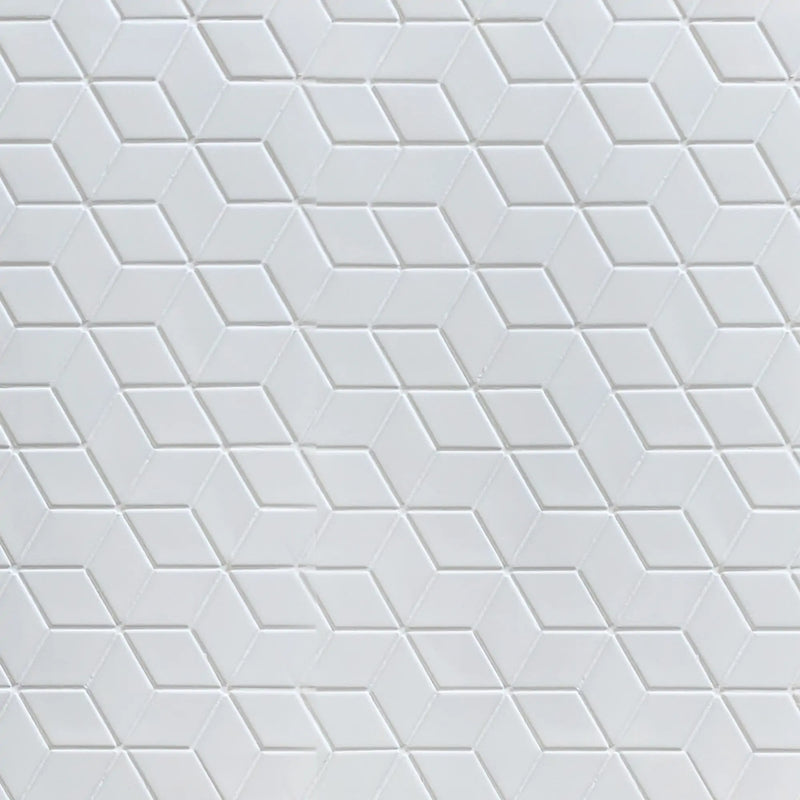Sample display board of Rhombus Matte Porcelain Tile – geometric mosaic pattern for design reference.