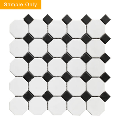 Octagon - Matte Porcelain Mosaic Floor and Wall Tile - Sample (Product Shown is Full Size)
