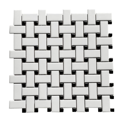 Basketweave - 12-in x 12-in Porcelain Matte & Satin Glazed Mosaic Floor and Wall Tile( 20 sq. ft. /Box )