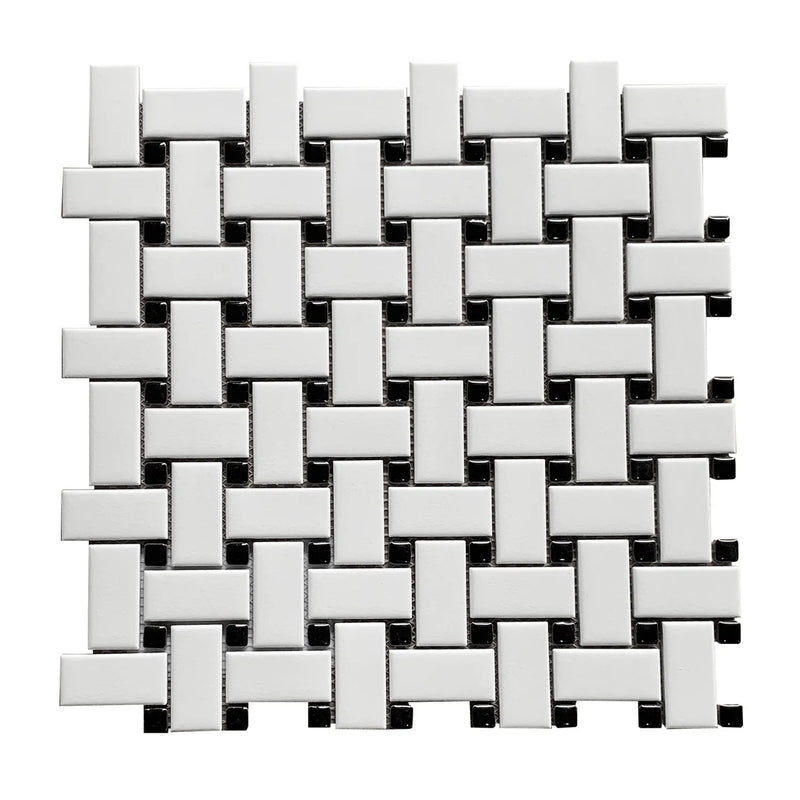 Basketweave - 12-in x 12-in Porcelain Matte & Satin Glazed Mosaic Floor and Wall Tile( 20 sq. ft. /Box )