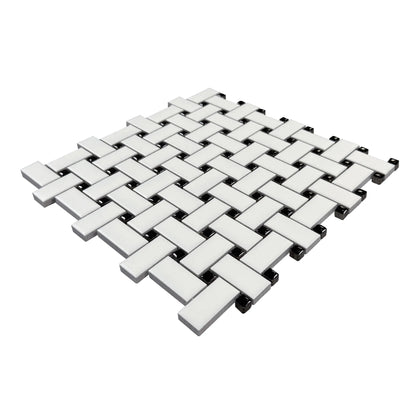 Basketweave - 12-in x 12-in Porcelain Matte & Satin Glazed Mosaic Floor and Wall Tile( 20 sq. ft. /Box )