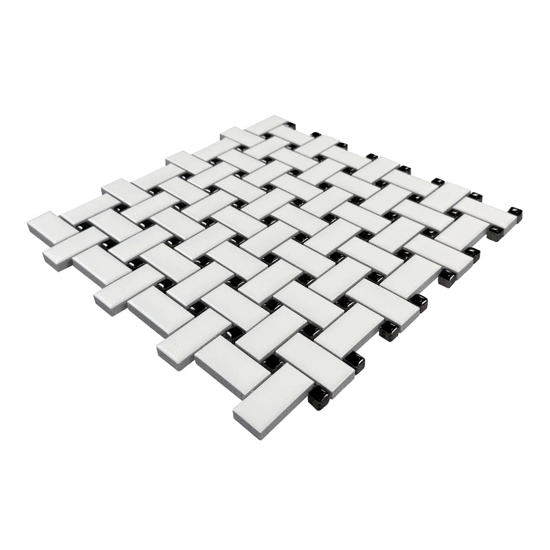 Basketweave - 12-in x 12-in Porcelain Matte & Satin Glazed Mosaic Floor and Wall Tile( 20 sq. ft. /Box )