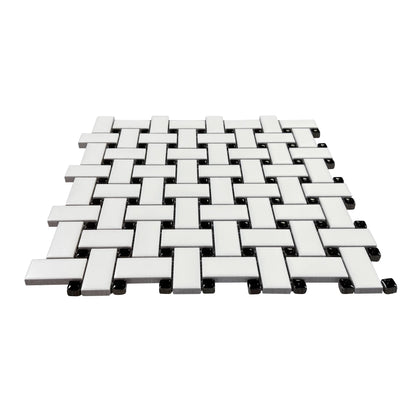 Basketweave - 12-in x 12-in Porcelain Matte & Satin Glazed Mosaic Floor and Wall Tile( 20 sq. ft. /Box )