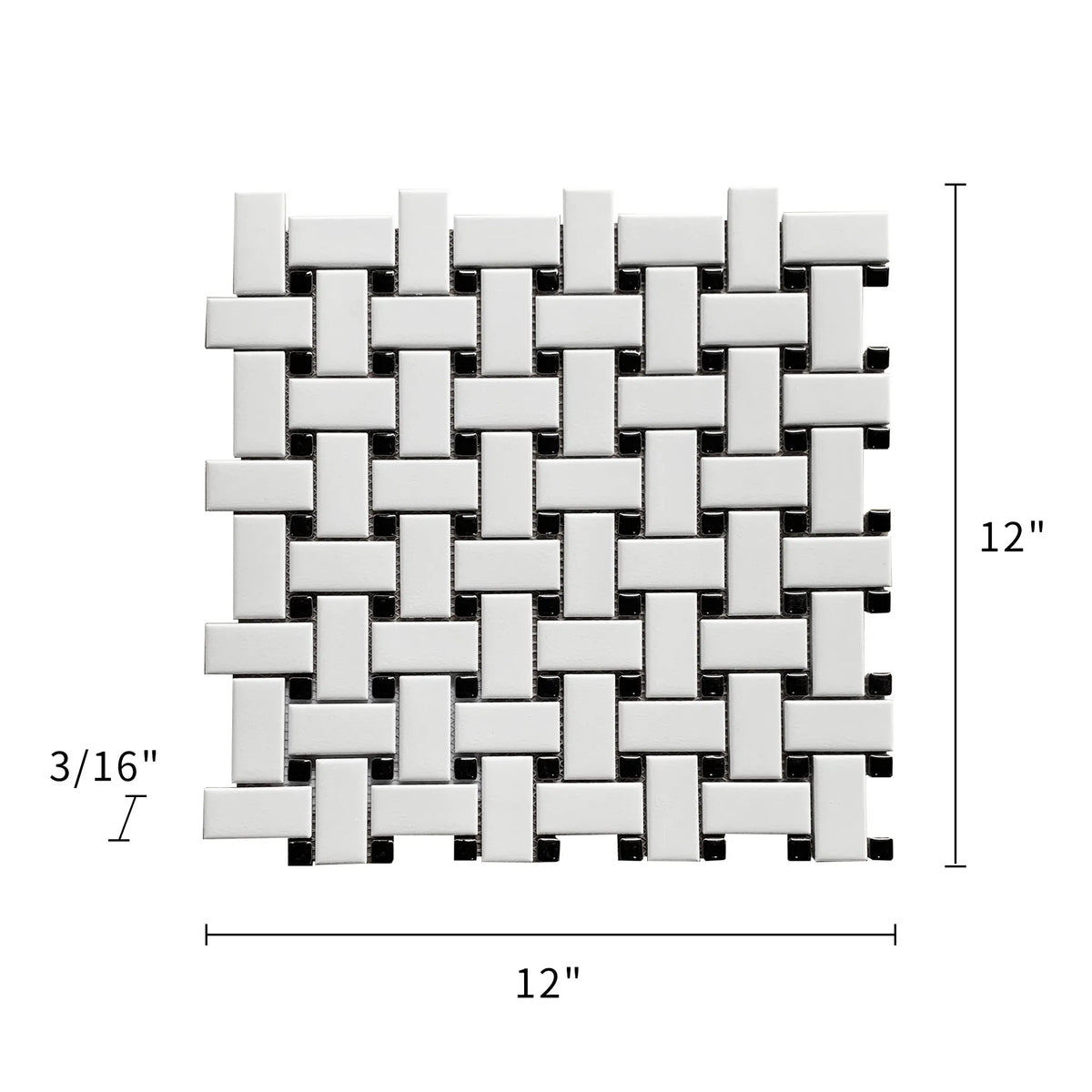 Basketweave - 12-in x 12-in Porcelain Matte & Satin Glazed Mosaic Floor and Wall Tile( 20 sq. ft. /Box )