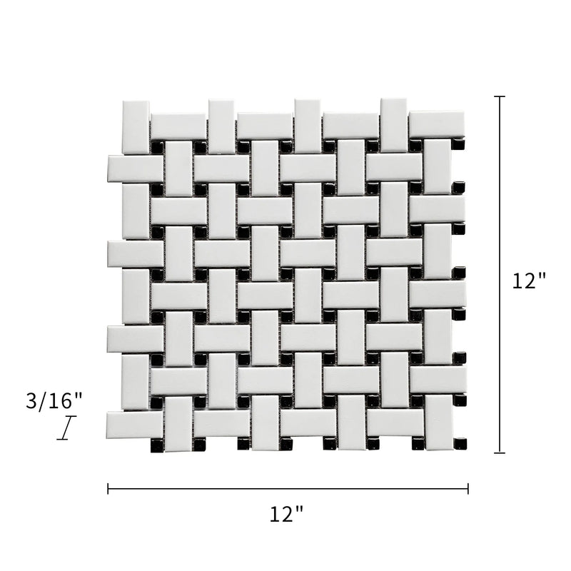 Basketweave - 12-in x 12-in Porcelain Matte & Satin Glazed Mosaic Floor and Wall Tile( 20 sq. ft. /Box )