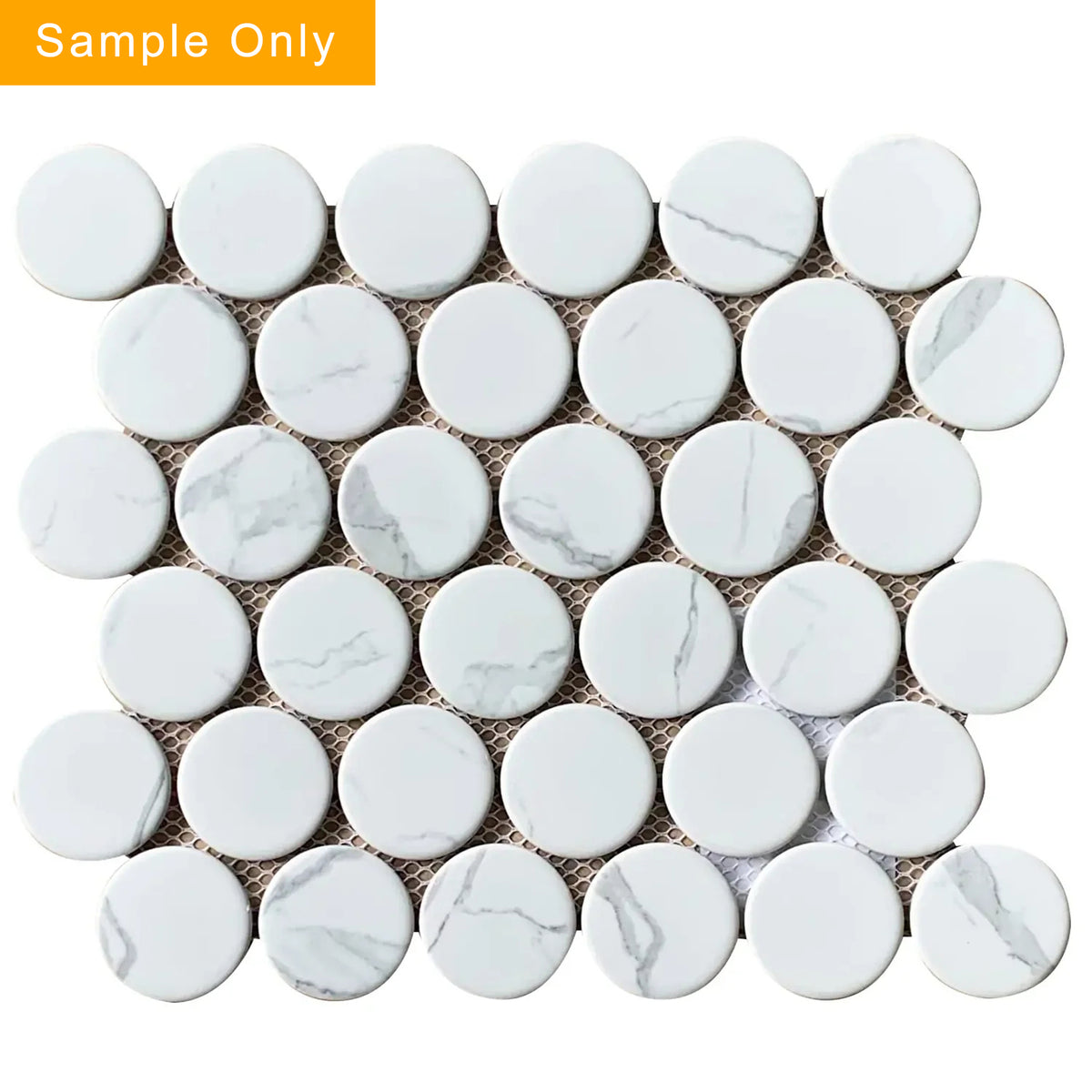 Penny Round - Glazed Satin Porcelain Mosaic Floor and Wall Tile - Sample (Product Shown is Full Size))