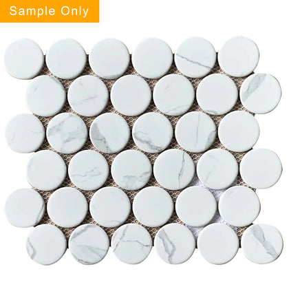 Penny Round - Glazed Satin Porcelain Mosaic Floor and Wall Tile - Sample (Product Shown is Full Size))