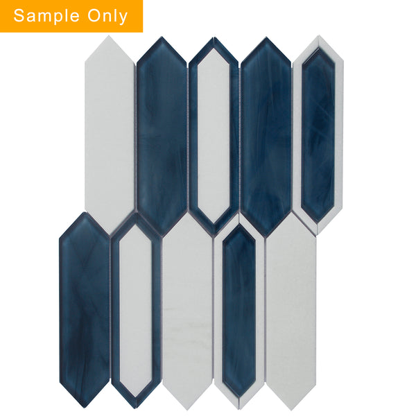 Thassos Marble With Inkjet  Glass Mosaic Wall Tile - Sample (Product Shown is Full Size)