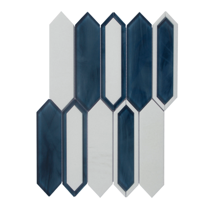 14-in x 10-in Thassos Marble With Inkjet  Glass Mosaic Wall Tile ( 9.7 sq. ft. /Box )