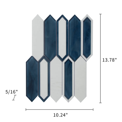 14-in x 10-in Thassos Marble With Inkjet  Glass Mosaic Wall Tile ( 9.7 sq. ft. /Box )