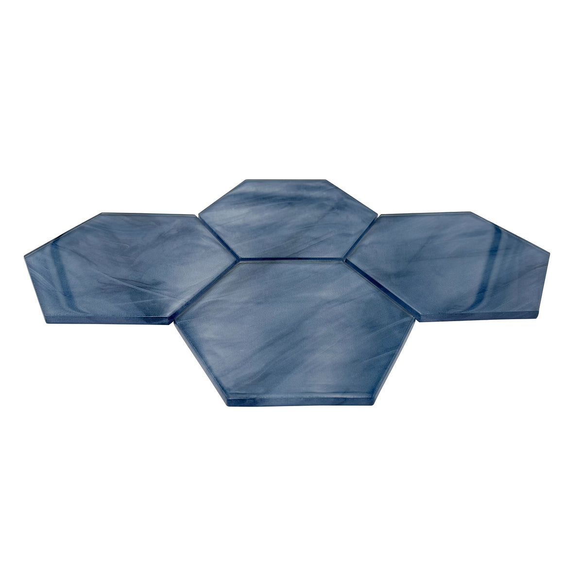 6-in Hexagon Blue 12-in x 12-in Inkjet Glass Mosaic Wall Tile( 10 sq. ft. /Box )