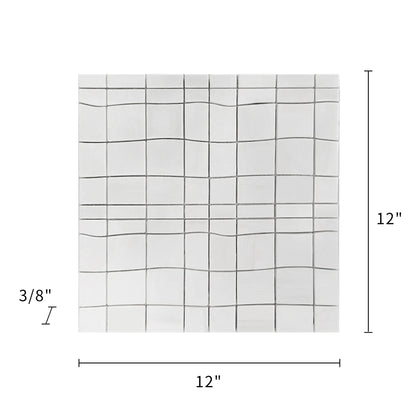 Size diagram of Dolomite Waterjet Marble Mosaic Tile – labeled 12-in x 12-in sheet covering 1 sq. ft
