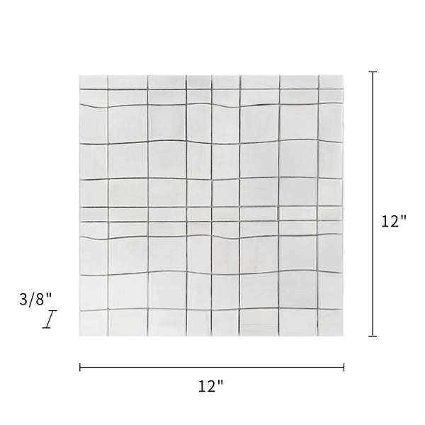 Size diagram of Dolomite Waterjet Marble Mosaic Tile – labeled 12-in x 12-in sheet covering 1 sq. ft