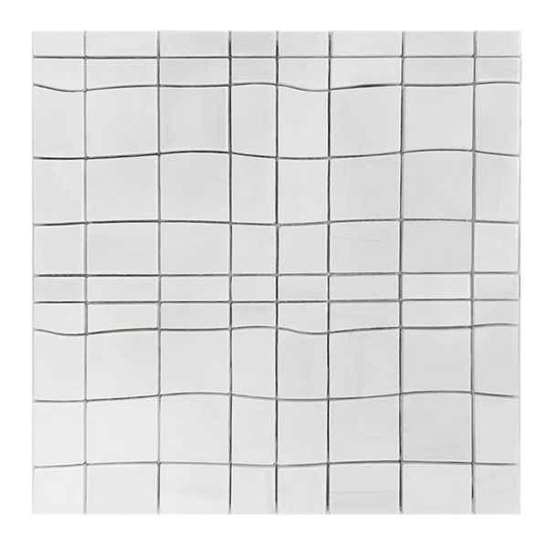 Single piece of Dolomite Waterjet Marble Mosaic Tile – 12x12 inch floor and wall tile with white tones