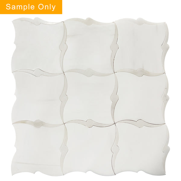 Dolomite & Calacatta Waterjet Mosaic Floor and Wall Tile - Sample (Product Shown is Full Size)
