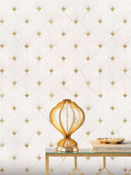 Thassos With Brass 11-in x 11-in Waterjet Mosaic Wall Tile( 4.3 sq. ft. /Box )