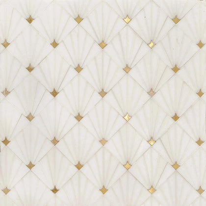 Thassos With Brass 11-in x 11-in Waterjet Mosaic Wall Tile( 4.3 sq. ft. /Box )