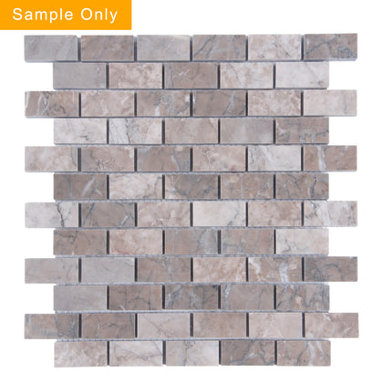1-in x 2-in Gray Cloud Polished Marble Mosaic Wall Tile - Sample (Product Shown is Full Size)