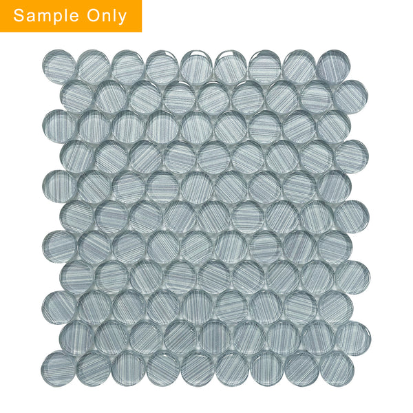 Inkjet Blue Glass Penny Mosaic Wall Tile - Sample (Product Shown is Full Size)