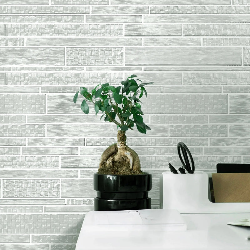 6-in x 18-in Pure Glass Mix Random Strip Mosaic Wall Tile( 7.5 sq. ft. /Box )