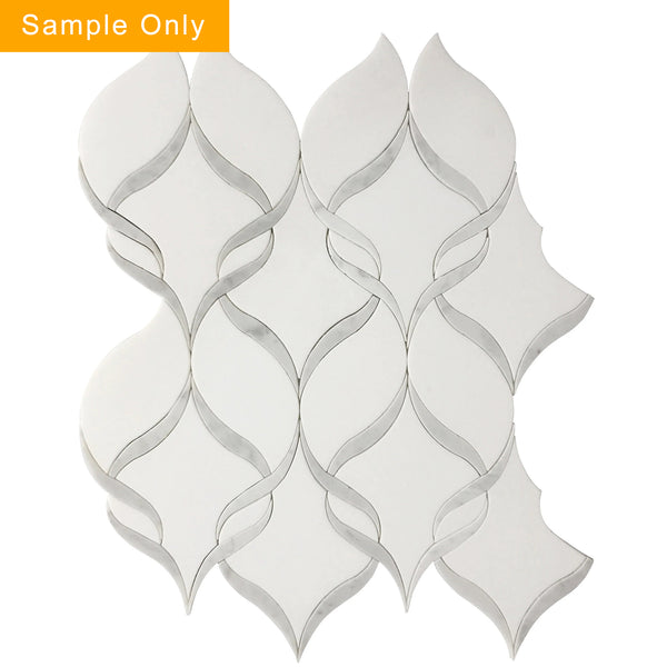 Soft Ribbons Carrara White & Thassos Waterjet Mosaic Floor and Wall Tile - Sample (Product Shown is Full Size)