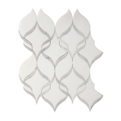 Soft Ribbons Carrara White & Thassos 14-in x 17-in Waterjet Mosaic Floor and Wall Tile( 8.3 sq. ft. /Box )