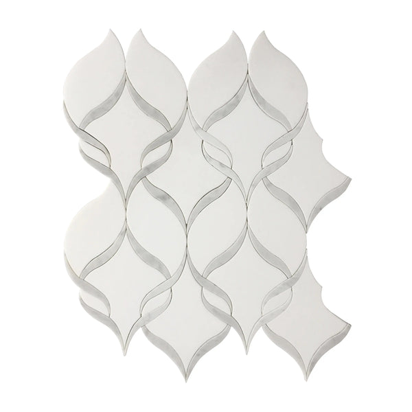 Soft Ribbons Carrara White & Thassos 14-in x 17-in Waterjet Mosaic Floor and Wall Tile(1.65-sq. ft/ Piece)