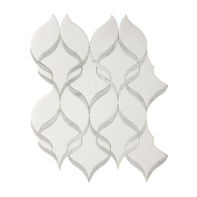 Soft Ribbons Carrara White & Thassos 14-in x 17-in Waterjet Mosaic Floor and Wall Tile( 8.3 sq. ft. /Box )