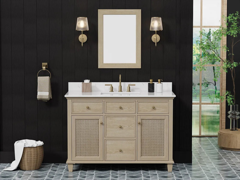 Ronnie 48" Vanity Set with White Carrara Quartz Top