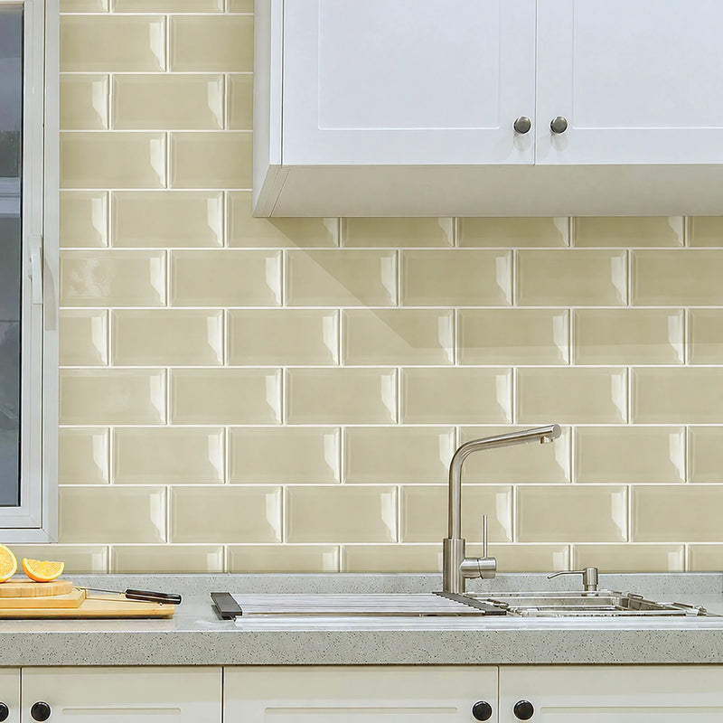 Bevel Nude 4-in x 8-in Glass Wall Tile( 1.98 sq. ft. /Box )